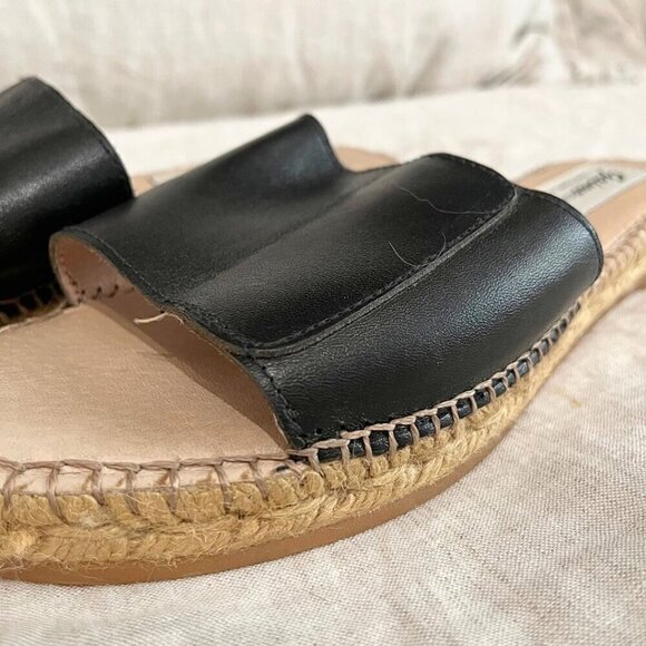 GAIMO ESPADRILLES BLACK LEATHER STRAP SLIP ON SANDALS - 10,5 - Picture 7 of 10